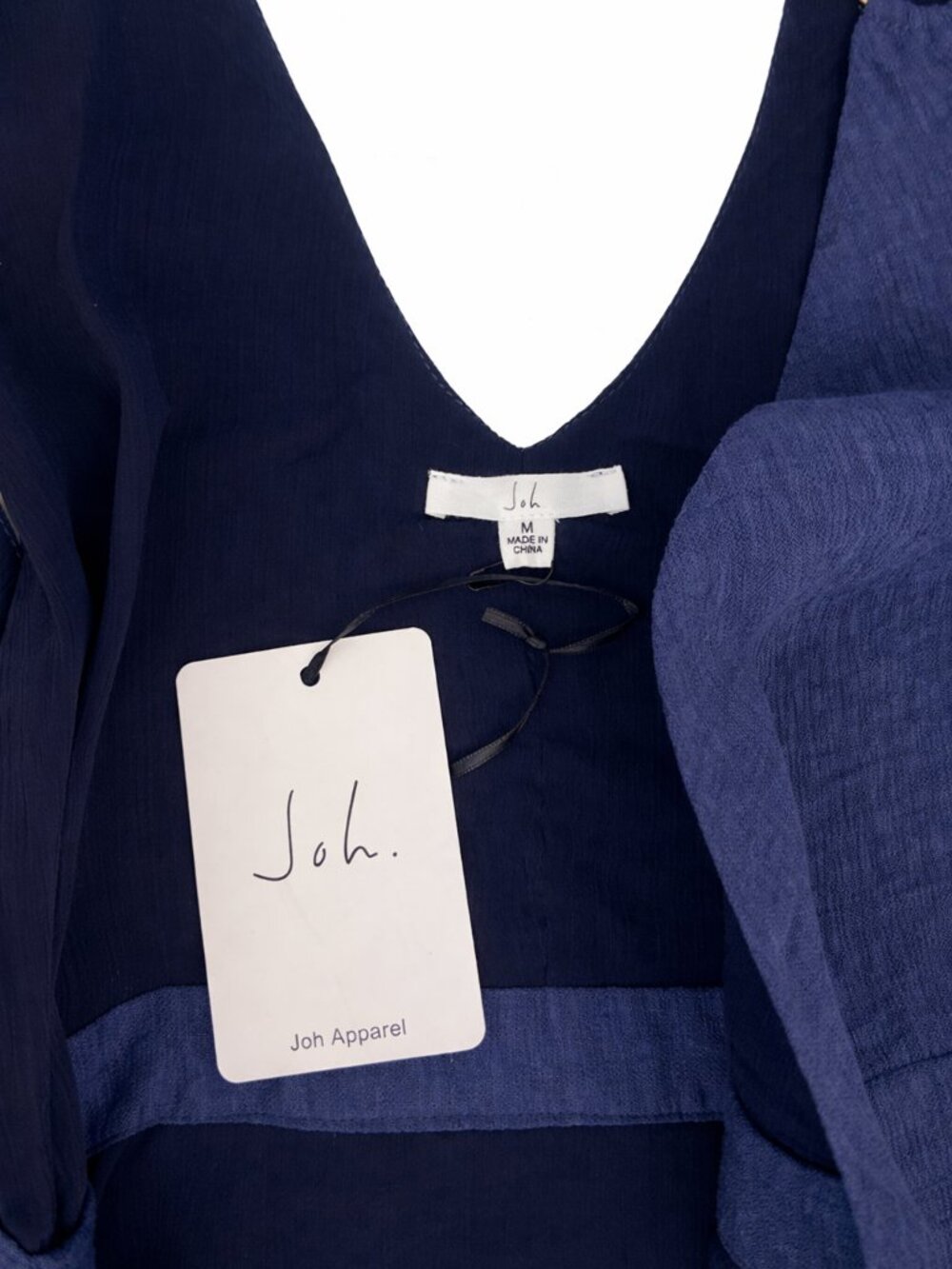 Joh Apparel Navy Blue Wrap Dress Women Sleeveless V-Neck Midi Tie Waist S M L - Picture 4 of 8